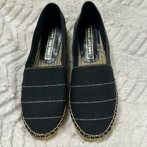 Marc Jacobs Sienna Black and Gold Canvas Espadrilles, 37 (US 7) NWOT